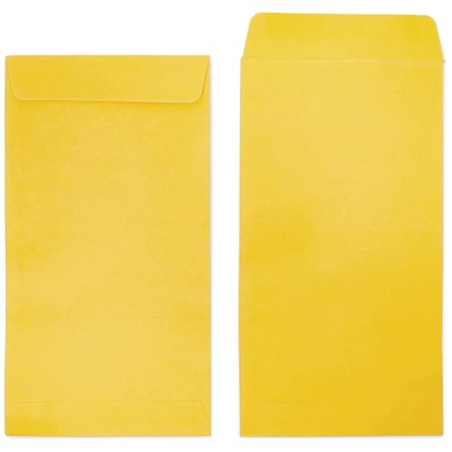 Image of 9X4 Inch (Pack of 100) Laminated Yellow Paper Envelope Ideal For Home Office Business Corporate | For Secure Mailing cheques Letters Documents | Poly Laminated inside | 100 GSM