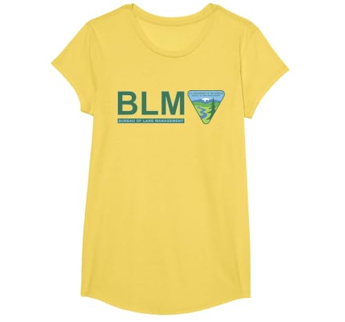 The Original BLM - Bureau of Land Management (Color) T-Shirt, Girls, Lemon Yellow, Large
