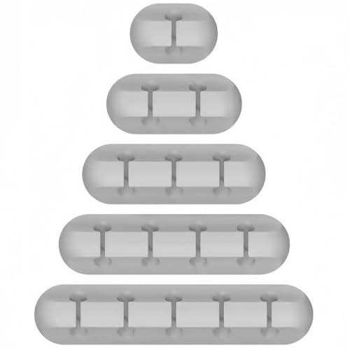 XIZONLIN 5 Piezas Organizador Cables Escritorio, Recogedor de Cables, Clips de Cabos Autoadhesivos para Sujetar USB Cord Hogar Oficina (Gris, 12357-Slot)