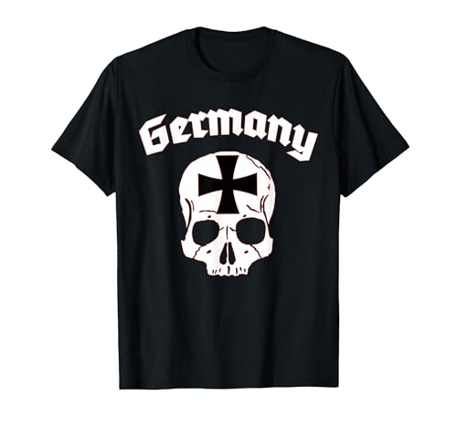 Germany Skull Old German Lettering Iron Cross T-Shirt T-Shirt, Men, Black, XX-Large