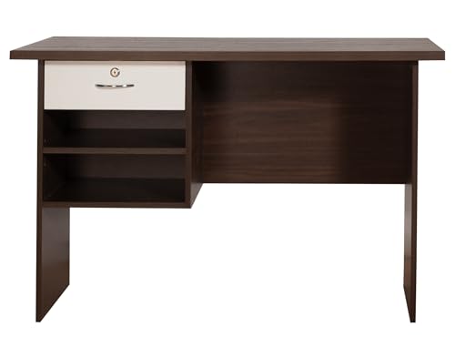 Image of DeckUp Plank Giona Engineered Wood Study Table and Office Desk (Walnut and White, Matte Finish)