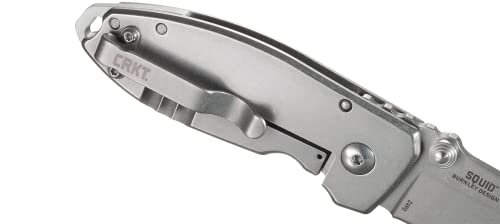 Crkt Squid Folding Pocket Knife: Compact Edc Straight Edge Utility Knife With Stainless Steel Blade And Framelock Handle - Silver Stonewash 2490 #TOP4