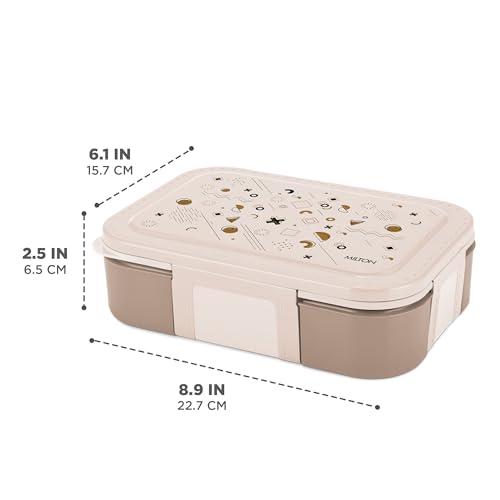 Image of MILTON Bravo 3 Inner Stainless Steel Tiffin Box for School, 3 Partition, Steam Release Plug| PU Insulated, Leak-Proof, Food Grade I Lunch Box for Kids Boys, Girls with Snap Lock Lid, 600 ml, Ivory