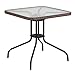 Flash Furniture 28'' Square Tempered Glass Metal Table with Dark Brown Rattan Edging