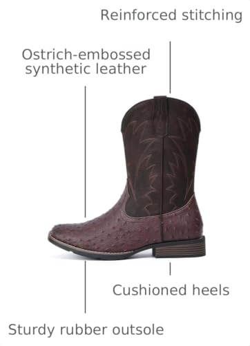 Image of IUV Cowboy Boots For Men Western Ostrich Wide Embroidered Pull On Boots