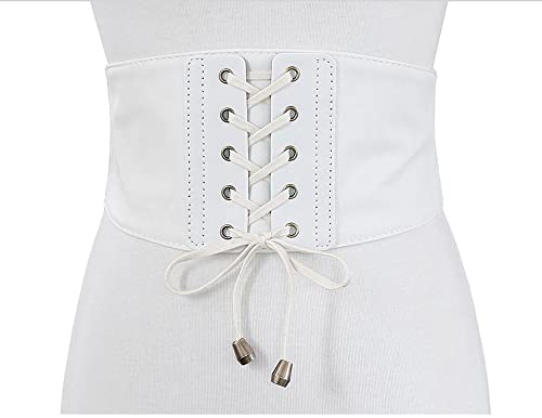 YOU&M Women's Soft Leather Vintage Elastic Wide Stretch Corset Waist Belt for Dress3