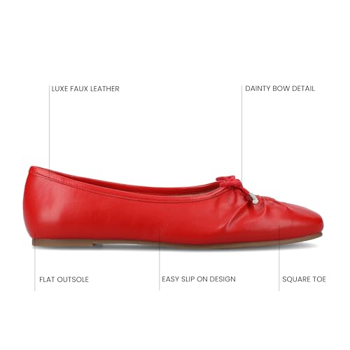 Journee Collection Womens Callee Ruched Ballet Dress Flats with Bow Cushioned Slip On Soft Square Toe Fashion Shoe2