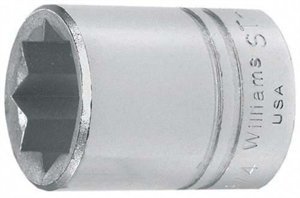 Williams ST-840 1/2 Drive Shallow Socket, 8- Point, 1-1/4-Inch