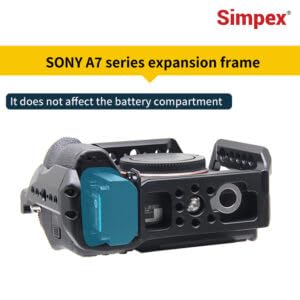 Image of Simpex A7R5 Metal cage Built-in Quick Release Plate for arca-Type, Filmmaking Video cage with Shoe Mount, 1 /4 inch & 3 /8 inch Threaded Holes