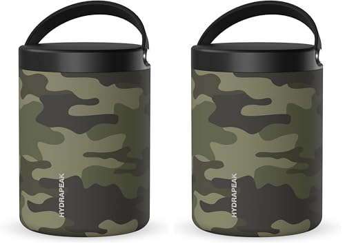 Image of Hydrapeak 32oz Stainless Steel Vacuum Insulated Food Jar | for Hot Food and Cold Food, Wide Mouth Leak-Proof Soup for Adults, 10 Hours Hot and 16 Hours Cold (Camo) (Pack of 2)