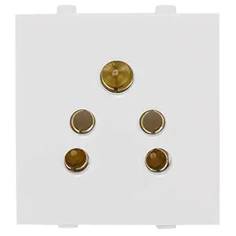 Glare Max Genius 2 in 1 Socket 6 Amp White (Pack of 5) |3Pin Modular Socket|White Modular Socket|Electrical Socket|Multi 3Pin Socket|Universal Socket|6A 3Pin Socket|Socket For Home Office Shop