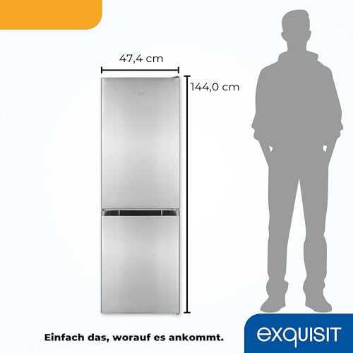 Exquisit Kühl-Gefrierkombination, Kühlschrank mit Gefrierfach, 4-Sterne-Gefrieren, 157 Liter, Schnellkühlen, KGC5231-60-E-050C inoxlook – Bild 4