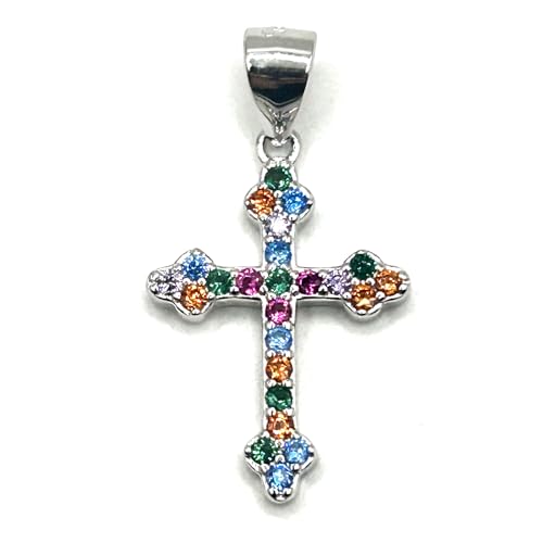 MASBARATA CRUCES CON CIRCONITAS EN PLATA DE LEY (MEDIANA CIRCONITAS DE COLORES)