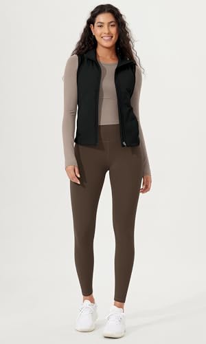 ODODOS Women's Padded Vest with Pockets Athletic Stand Collar Sleeveless Warm Outerwear Zip Up Gilet2