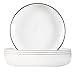 THE CHEF COLLECTION Ensemble de 4 assiettes creuses en porcelaine New Bone China de qualité professionnelle | Collection Pure | Couleur blanche avec détail noir Ø 21 x 3,5 cm.