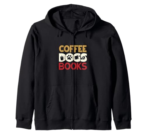Funny Coffee Dogs Books Lover Reader Bookworm Sudadera con Capucha