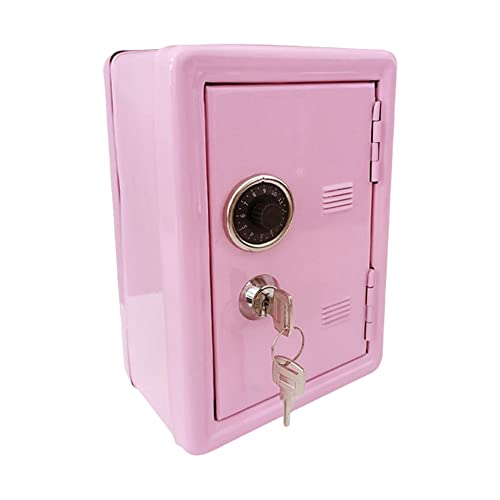 Kid's Coin Bank,URMAGIC 7 Inch Kids Piggy Bank Locker Safe with Single Digit Combination Lock and Key,Metal Kids Safe Money Bank,Mini Password Money Bank,Cash Box with Lock,Cash Bank Box(Pink)