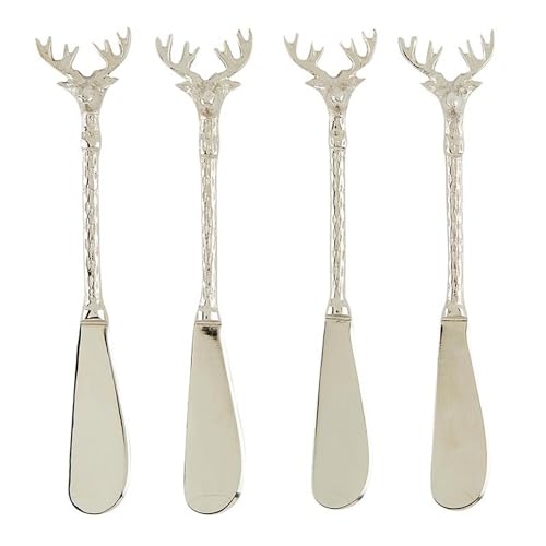 Santa Barbara Design Studio Stag Stainless Steel & Brass Cheese Serving Utensils Charcuterie Essentials, Set of 4, Silver Spreaders