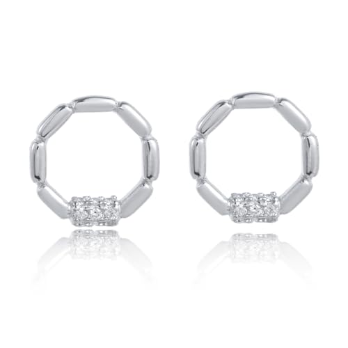 925 Sterling Silver Huggie Hoop Earrings, Small Chunky Hypoallergenic Earrings for Women, Silver