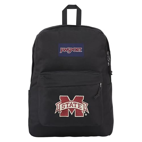 Image of JanSport NCAA Officially Licensed Backpack, Mississippi State Bulldogs, Superbreak Plus with Padded 15'' Laptop Sleeve, Spacious Computer Bag for Men & Women, Durable Daypack with Bottle Pocket, Black