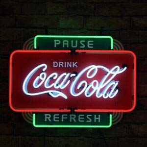 LeeQueen Creative Design Customized Coca Cola Pause Drink Refresh Neon Lamp Sign 20inx16in Bar Light Glass Artwork