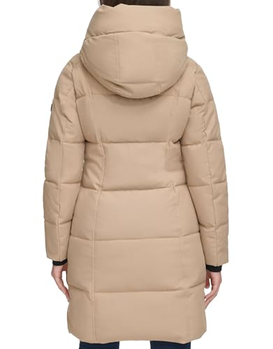 Calvin Klein Women's Hooded Oxford Puffer Jacket Coat (US, Alpha, Small, Regular, Regular, True Khaki)4