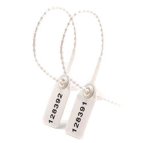 60% Off Discount 1000 Numbered Plastic Tamper Seals, Zip Ties for Fire Extinguishers Pull Tite Security Tags Disposable Self-Locking Signage - Label Tie 250mm Length (1000 PCS, White)