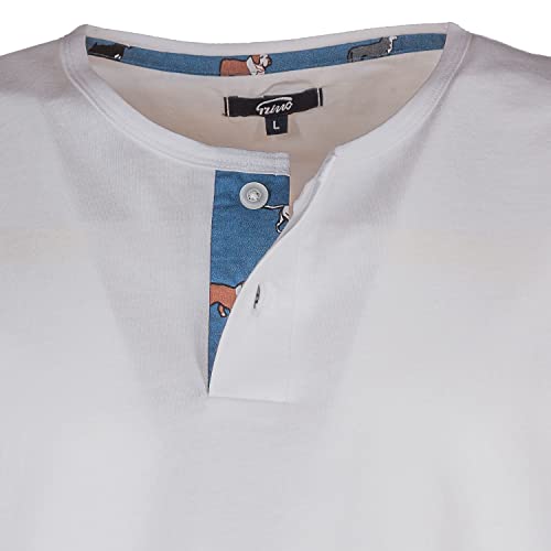 Grino Pigiama Corto Puro Cotone Uomo (Blu Fantasia...