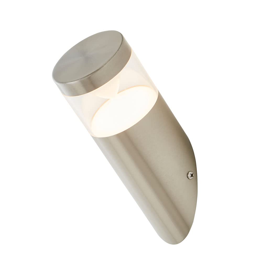 Litecraft Stainless Steel Nura Wall Light Angled Outdoor Ip44 Rated 4 Watt Integrated Led - (Stainless Steel)