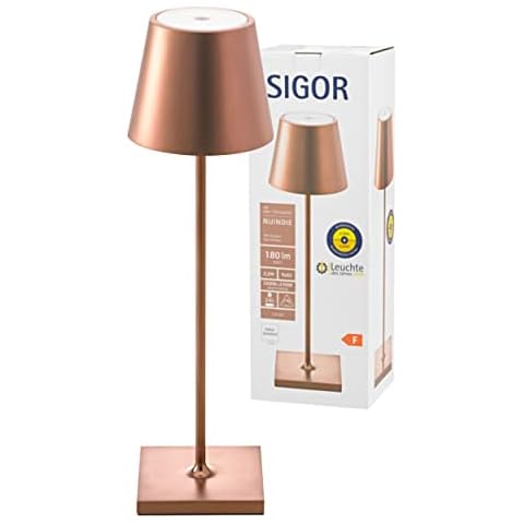 SIGOR Nuindie - Dimmbare LED Akku-Tischlampe Indoor & Outdoor, Höhe 38 cm, aufladbar mit Easy-Connect, 12 h Leuchtdauer Cover