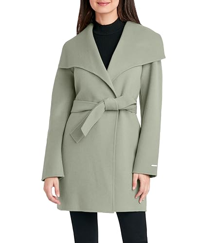 TAHARI Ella Women's Wool Blend Double Face Warm Wool Wrap Coat