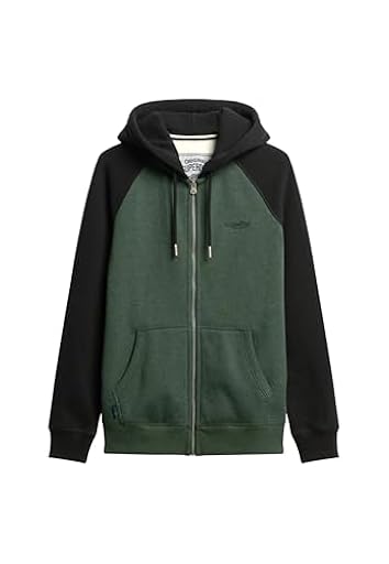 Superdry Sudadera con capucha y cremallera para hombre, Verde Bosque Oscuro Jaspeado/Negro, XL | Ya disponible en tu tienda friki favorita! En mundofriki.es!