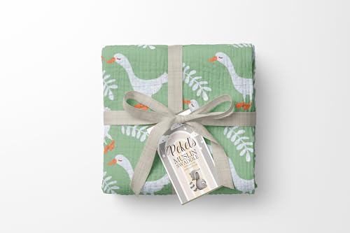 PEKEL’S Manta de Muselina Bebé 120x110 cm | 100% Algodón Suave y Transpirable | Paño Grande Envolvente para Recién Nacido, Cuna, Carrito o Regalo Baby Shower (Verde)