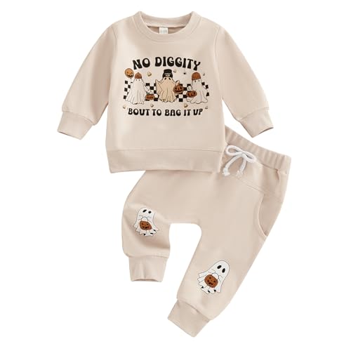 Image of BemeyourBBs Toddler Baby Boy Fall Winter Clothes Funny Letter Long Sleeve Sweatshirt and Pants Set 2 Piece Sweatsuit Outfit
