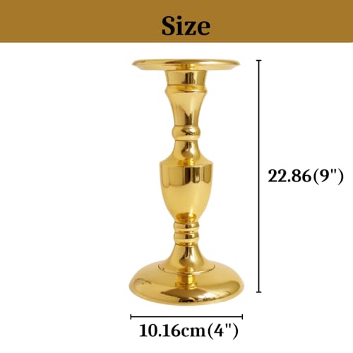 Image of Gold Plated Large Candle Stand /Candle Holder /Modern Design Candle Pillar Candle Holder for Home Decoration (Medium (9 inches), Gold)