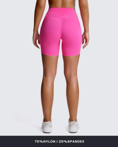 Image of Aoxjox Trinity Workout Biker Shorts for Women Tummy Control High Waisted Exercise Athletic Gym Running Yoga Shorts 6 inch
