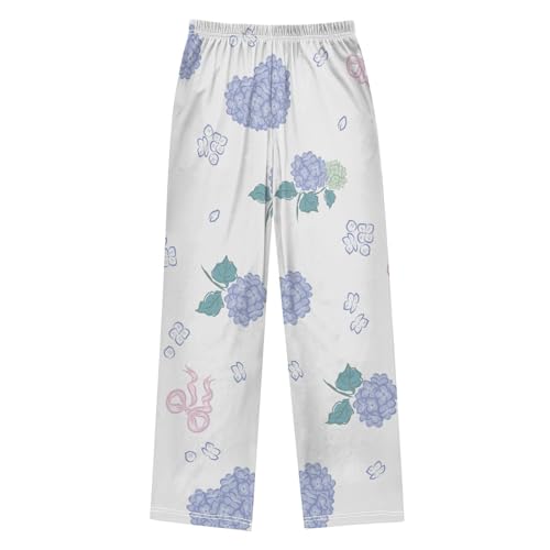 Heart Hydrangea Boys Pants Boys Athletic Pants Long Pant for Boywith Pockets Wide-Leg Size 6-14Y2