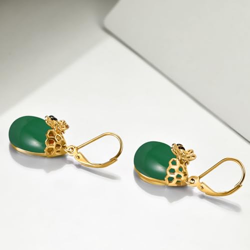Image of TIGER RIDER Bee /Butterfly /Scorpion /Cactus /Leaf /Beetle 925 Sterling Silver French Clasp Leverback Earrings Amber /Crystal /Citrine /Moonstone /Obsidian /Jade /Rose quartz Pendant Jewelry Gift for Women