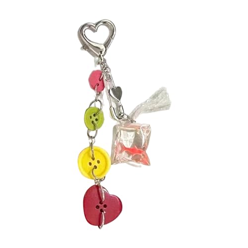 LEYILE Stylish Acrylic Button Keychain Bag Pendant Phone Charm Unique Keyring Chain Decoration for Fashion Forward Individual
