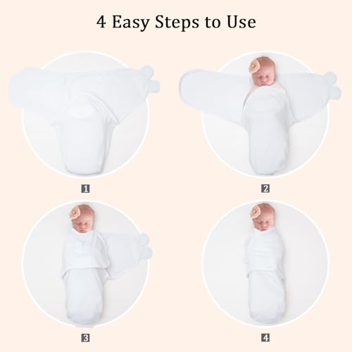 Image of david's kids 100% Cotton 3 Pack Baby Swaddle Wrap for 0-3 Months, Soft Swaddle Blanket for Newborn Infant, Adjustable Baby Wrap Sleep Sacks for Boys Girls, Newborn Essentials,White & Grey & Green
