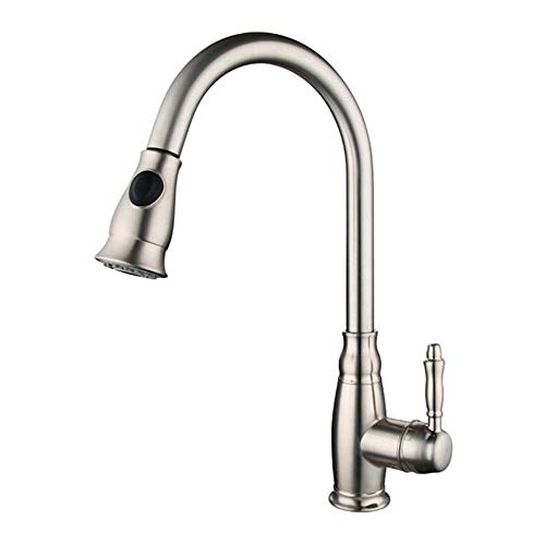 Grifo de cocina cepillado con pulverización bidireccional y agua fría caliente