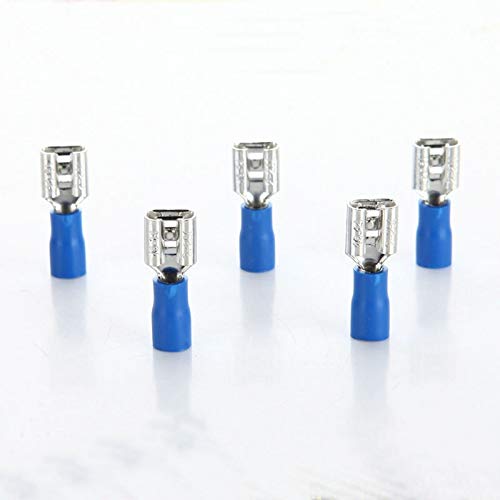Connecteurs de terminaux 6.3mm Femelle Bleu Rapide Spade Fil Bornes électriques isolés à sertir Connecteur 16-14AWG