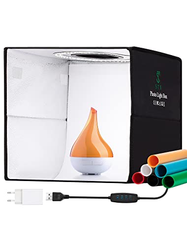 STN Studio Photo 30cm Mini Studio Photo Boîte à Lumière pour Studio Photo avec 6 Couleurs de Fond Photo Studio 112 LED dimmables IRC 95