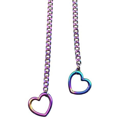 BFUZXY Love Shackles Necklace,Herz Kette Heart Slip Chain Damen,Herzkette,Loveshackles Necklaces,O-Ring-Schlupfkette,Herz Lariat Y Choker Halskette,Handmade Punk Gothic Cuban Necklace für Frauen