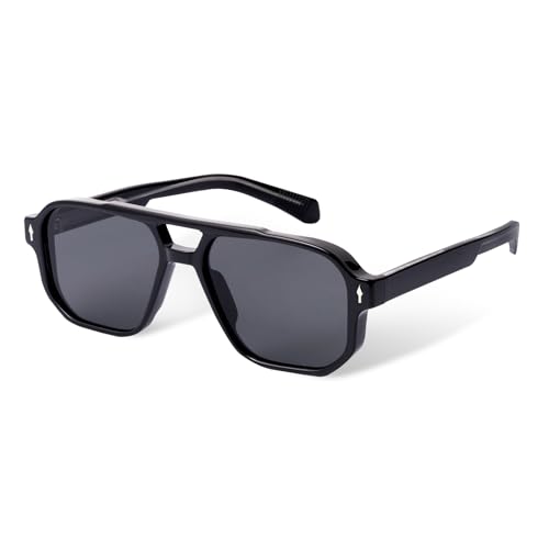 Vintage Double Bridge Sunglasses for Women Men,Retro Womens Mens Sun Glasses Trendy Rectangle