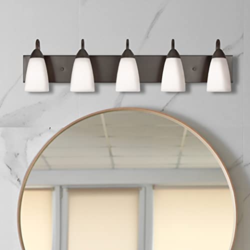 Image of Generation Lighting 4420205-710 Seville Five - Light Wall /Bath Vanity Style Fixture, Bronze, 75 Total Watts, 8.5 Inch Height, 35.88 Inch Wide, Steel Construction