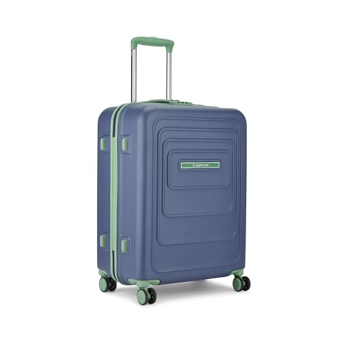 Image of Uppercase Helix Solid (Medium) 68Cm Textured Trolley Bag With Combination Lock, 8 Wheels, Eco Polycarbonate Luggage, Laundry Compartment, Durable Design For Travel - Suitcase For Men & Women Navy Blue