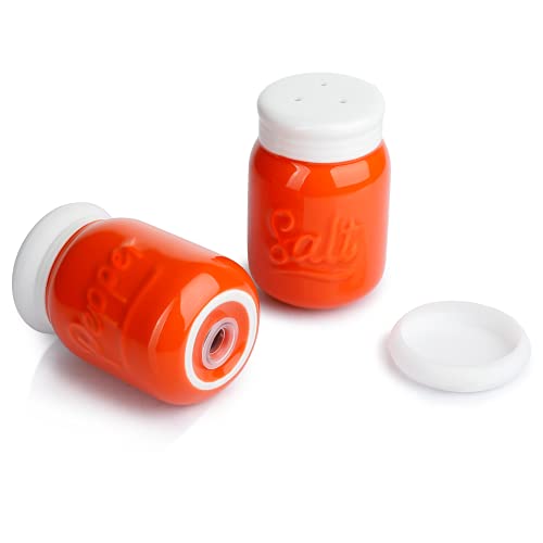 Sweese 812.106 Porcelain Salt & Pepper Shaker, Farmhouse Table Decor, 4 ounce each, Orange