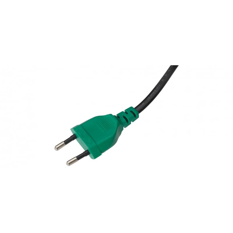 Close-up of the green power plug for the OKIN electric bed motor