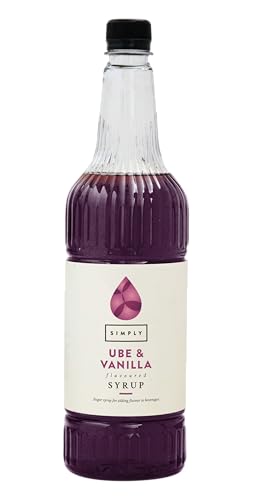 Simply Ube & Vanilla Syrup 1L Vanilla Coffee Syrup for Iced Matcha Lattes Cocktails Frappes & Smoothies Vegan & Halal For Hot & Cold Drinks